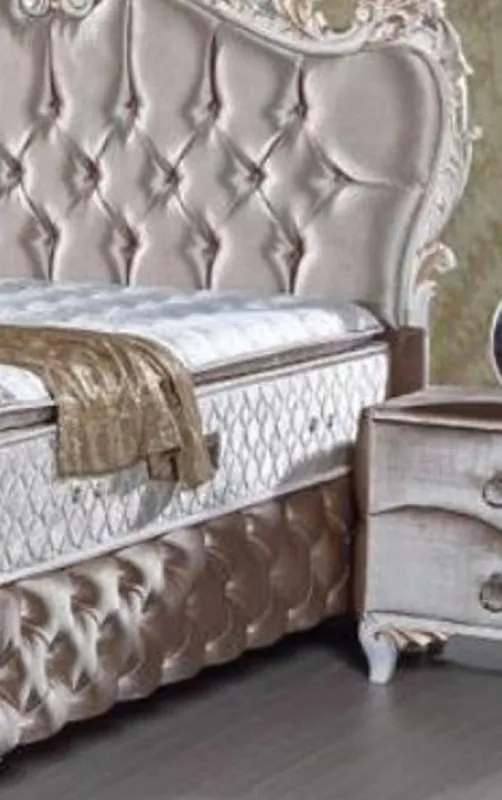 Casa Padrino mesita de noche barroco con 2 cajones plata / blanco / oro - Cómoda de noche hecha a mano en estilo barroco - Muebles de dormitorio barrocos Saisonangebot