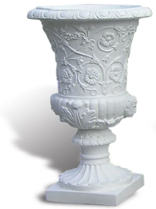 Neue Kollektion Casa Padrino maceta barroco de lujo blanco Ø 49 x A. 78 cm - Maceta de estilo barroco hecho a mano con grava de mármol de Carrara - Decoración de jardín barroco - Calidad de lujo - Hecho en Italia