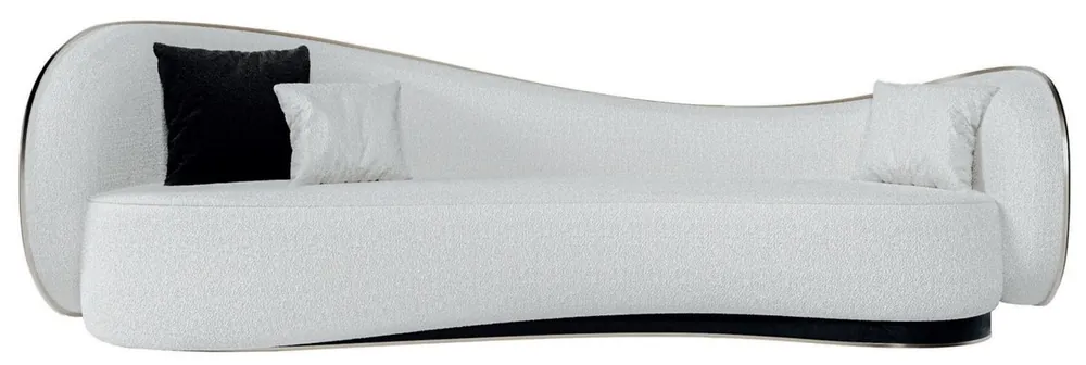 Abverkauf Casa Padrino sofá de lujo blanco / negro / plata 280 x 115 x A. 78 cm - Sofá de salón - Sofá de hotel - Muebles de salón - Muebles de hotel - Muebles de lujo