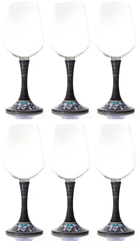 Casa Padrino conjunto de 6 copas de vino de lujo negro / multicolor A. 23,5 cm - Copas de vino hechas y pintadas a mano - Accesorios hoteles y restaurantes - Calidad de lujo - Hecho en Italia Saisonangebot