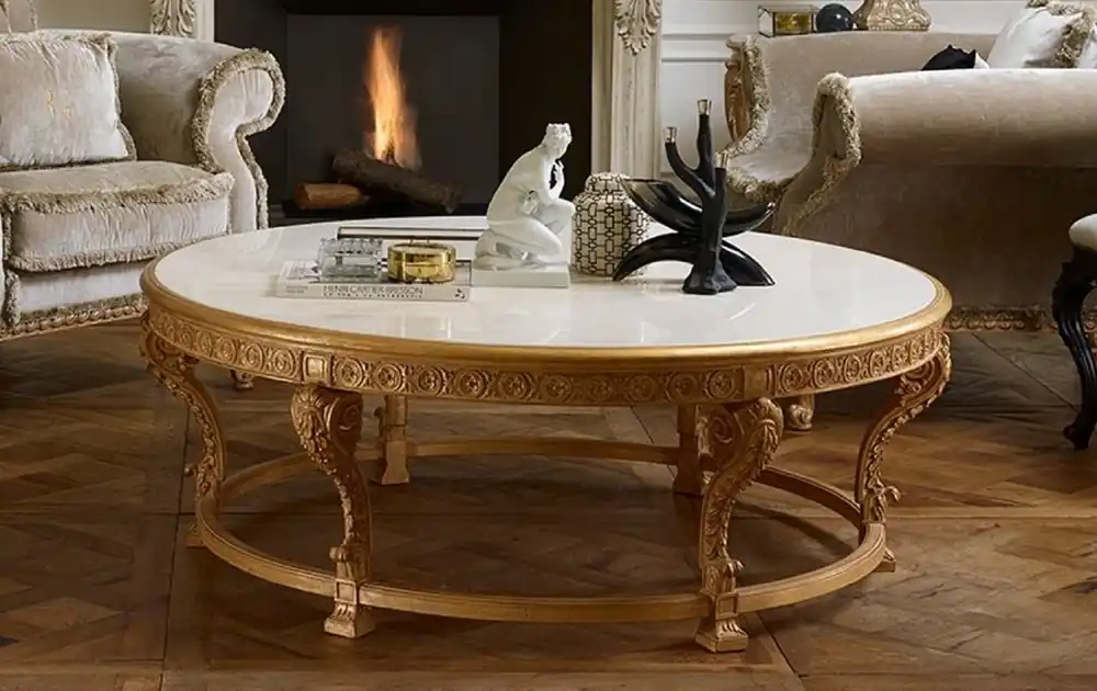 Casa Padrino mesa de centro barroco de lujo con tapa de mármol natural / blanco - Mesa de salón redonda de estilo barroco - Muebles Barrocos - Calidad de lujo - Hecho en Italia Super-Preis