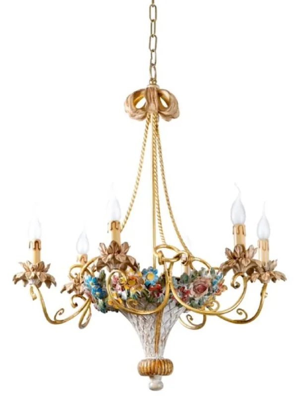 Schneller Versand Casa Padrino araña de luces barroco de lujo multicolor / oro Ø 68 x A. 76 cm - Magnífica lámpara de araña de salón de estilo barroco - Calidad de lujo - Hecho en Italia