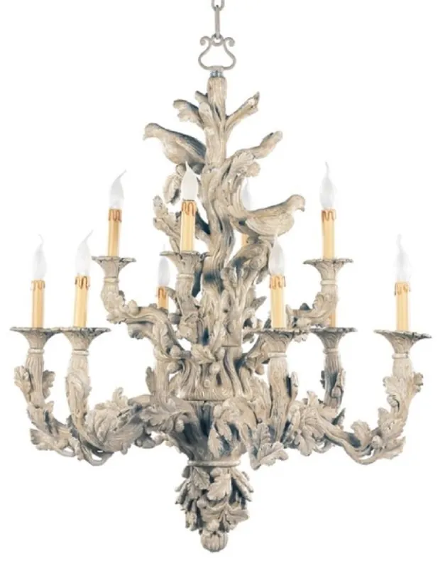 Casa Padrino araña de luces barroco de lujo con palomas decorativas gris antiguo Ø 87 x A. 107 cm - Magnífica lámpara de araña de salón de estilo barroco - Calidad de lujo - Hecho en Italia Angebot