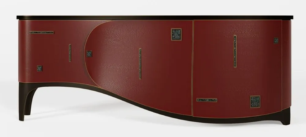 Casa Padrino aparador Art Deco de lujo rojo / negro / latón 195 x 55 x A. 75 cm - Gabinete noble de madera maciza - Muebles Art Déco - Muebles de hotel - Muebles de lujo Finale Aktion
