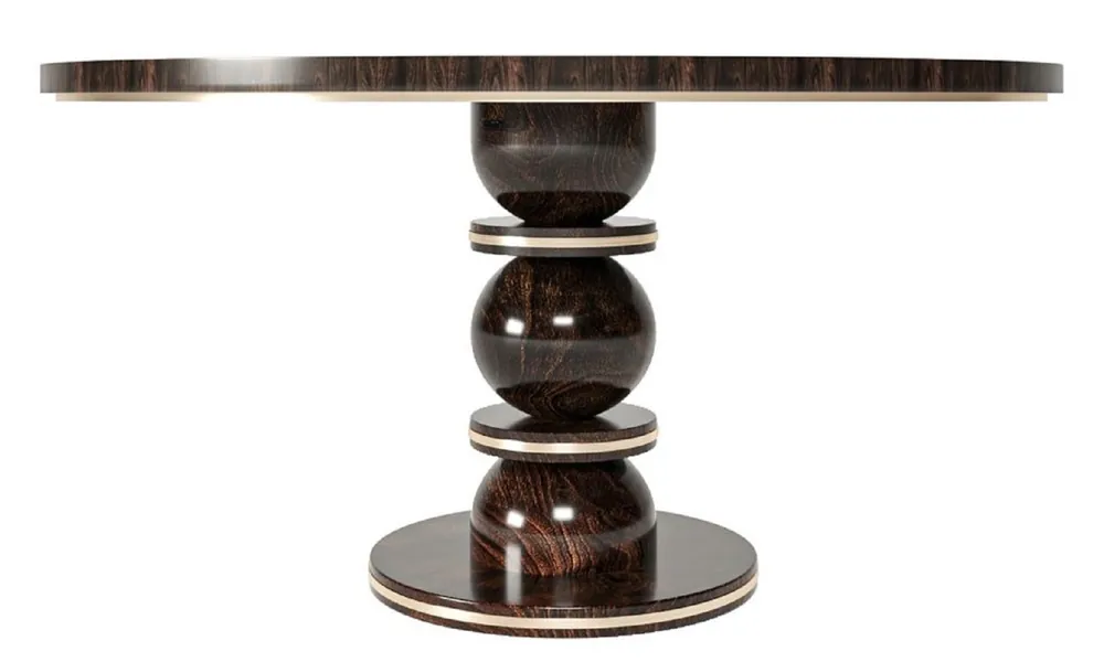 Casa Padrino mesa de comedor de lujo marrón oscuro / latón Ø 150 x A. 76 cm - Mesa de comedor redonda de madera maciza - Muebles de comedor - Muebles de lujo Markenware