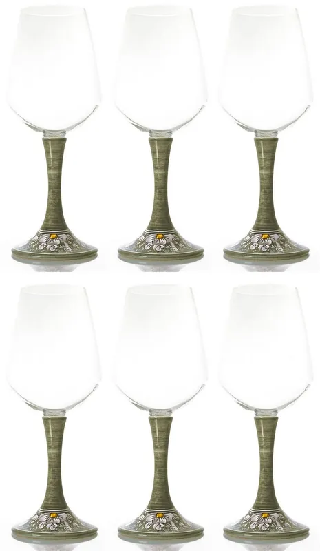 Casa Padrino conjunto de 6 copas de vino de lujo verde oliva / multicolor A. 23,5 cm - Copas de vino hechas y pintadas a mano - Accesorios hoteles y restaurantes - Calidad de lujo - Hecho en Italia Preisreduziert