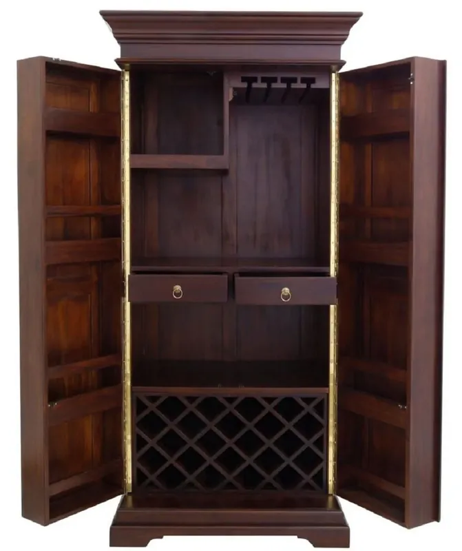 Neu Im Sortiment Casa Padrino gabinete de vino de estilo campestre de lujo con 2 puertas marrón oscuro / latón 92 x 70 x A. 190 cm - Armario de bar de caoba - Muebles de bar de estilo campestre