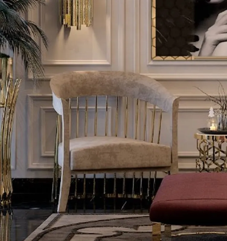 Sichere Zahlung Casa Padrino sillón de lujo gris / oro 75 x 75 x A. 81 cm - Sillón de salón - Sillón de hotel - Muebles de salón - Muebles de hotel - Muebles de lujo