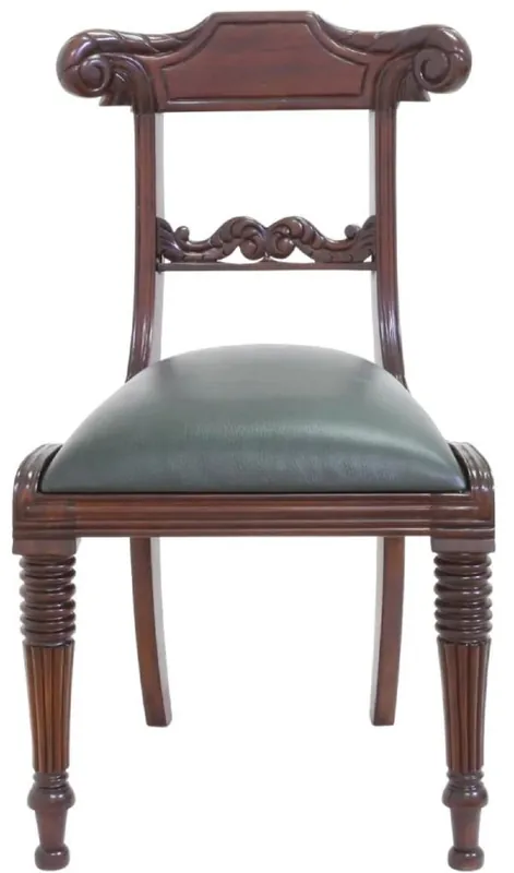 Casa Padrino silla de comedor Art Nouveau de lujo de caoba con cuero genuino marrón oscuro / verde 52 x 58 x A. 90 cm - Silla de cocina de madera maciza - Muebles de Comedor Barrocos y Art Nouveau Solange Der Vorrat Reicht