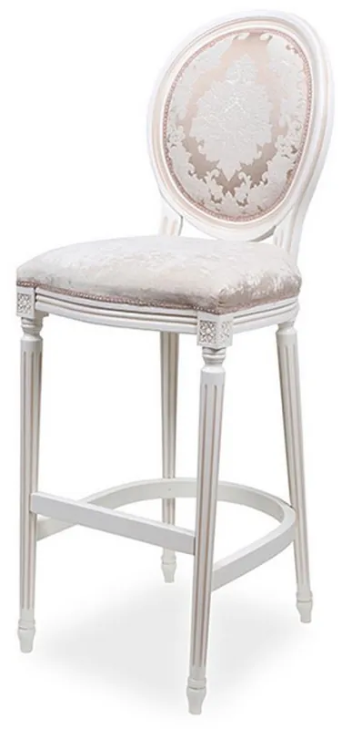 Casa Padrino silla de bar barroco de lujo rosa / blanco - Taburete de bar de estilo barroco con patrón elegante - Muebles de bar de lujo en estilo barroco - Noble y magnífico Markenprodukt