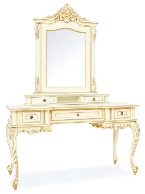 Direkt Vom Hersteller Casa Padrino tocador barroco de lujo con espejo crema / beige - Magnífico tocador de estilo barroco con espejo de pared - Muebles de dormitorio de lujo en estilo barroco - Muebles barrocos