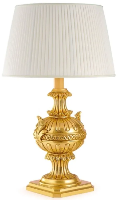 Casa Padrino lámpara de mesa barroco de lujo oro / blanco Ø 25 x A. 58 cm - Magnífica lámpara de escritorio de estilo barroco con pantalla - Calidad de lujo - Hecho en Italia Highlight