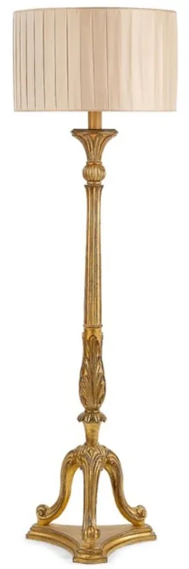 Top-Seller Casa Padrino lámpara de pie barroco de lujo oro antiguo / beige Ø 40 x A. 142,5 cm - Magnífica lámpara de pie barroco con pantalla redonda - Calidad de lujo - Hecho en Italia