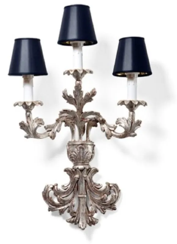 Kracherpreis Casa Padrino lámpara de pared barroco de lujo plata antigua / blanco / negro 13 x 16 x A. 56 cm - Magnífico aplique de estilo barroco - Calidad de lujo - Hecho en Italia