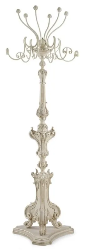 Casa Padrino Perchero Barroco de Lujo Crema Antigua / Plata - Magnífico Perchero de Estilo Barroco de Madera Maciza - Muebles de Armario y de Hotel Barrocos - Calidad de Lujo - Hecho en Italia Bestseller