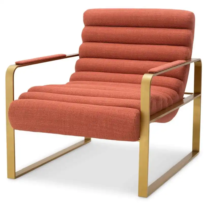 Casa Padrino sillón de lujo naranja / latón 68,5 x 88 x A. 77 cm - Sillón de salón - Sillón de hotel - Muebles de salón - Muebles de hotel - Muebles de lujo - Interiores de lujo Jetzt Kaufen