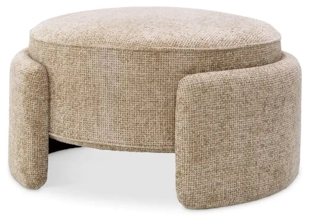 Casa Padrino taburete de lujo arena Ø 73 x A. 38 cm - Taburete redondo - Reposapiés - Muebles de salón - Muebles de hotel - Muebles de lujo Versand Am Gleichen Tag
