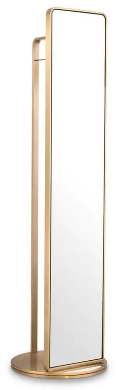 Casa Padrino espejo de pie de lujo con perchero latón Ø 55,5 x A. 201 cm - Espejo giratorio independiente con perchero - Muebles de armario de lujo - Calidad de lujo Bestseller