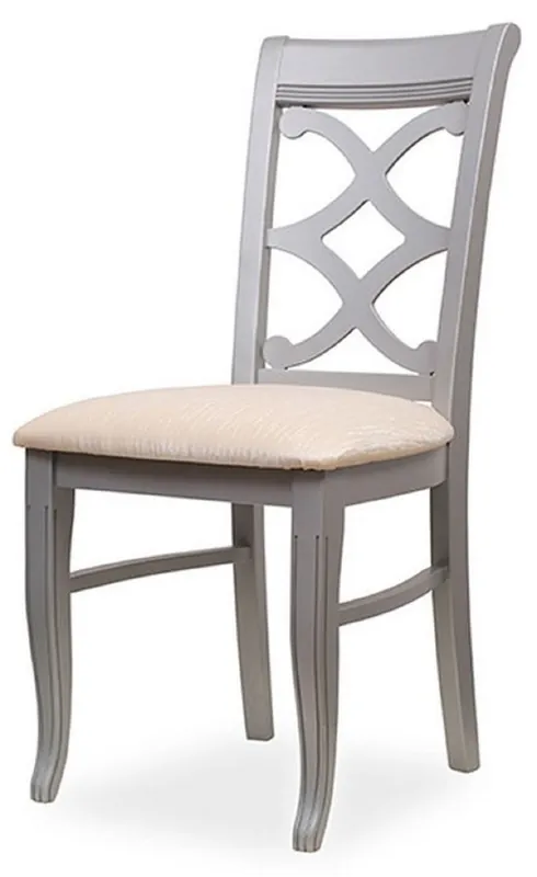 Online Kaufen Casa Padrino silla de comedor Biedermeier crema / gris 49 x 56 x A. 92 cm - Silla de cocina de madera maciza - Muebles de comedor de madera maciza - Muebles de Comedor Biedermeier
