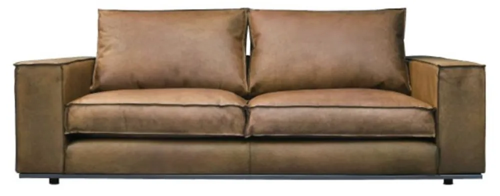 Direkt Vom Hersteller Casa Padrino sofá de cuero de lujo marrón 205 x 106 x A. 83 cm - Sofá de salón de cuero genuino - Muebles de salón - Muebles de cuero - Muebles de lujo
