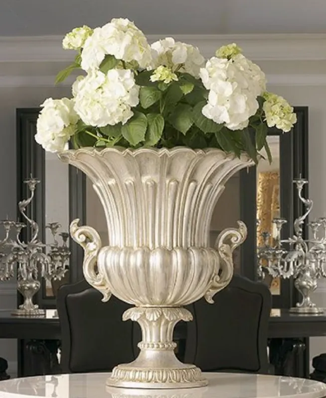 Top-Seller Casa Padrino Jarrón Decorativo Barroco de Lujo Plata Antigua - Magnífico Jarrón de Madera Maciza Estilo Barroco - Accesorios Decorativos Barrocos - Calidad de Lujo - Hecho en Italia