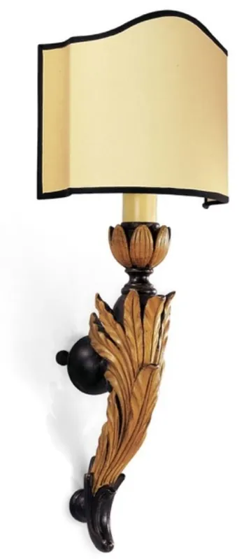Direktkauf Casa Padrino lámpara de pared barroco de lujo oro antiguo / crema / negro 10 x 20 x A. 50 cm - Magnífica lámpara de pared estilo barroco - Noble y Magnífica - Calidad de Lujo - Hecho en Italia