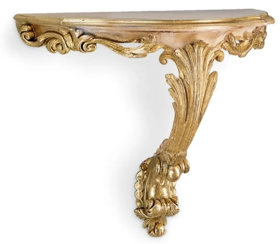 Casa Padrino consola de pared barroco de lujo oro antiguo / beige - Consola de decoración de pared de madera maciza en estilo barroco - Decoración de pared barroco italiana - Hecho en Italia Top-Seller