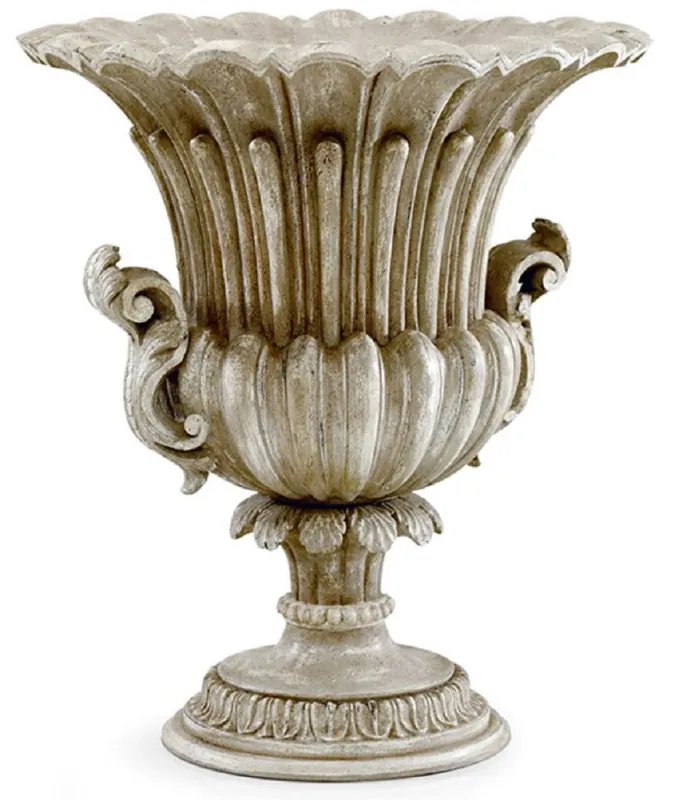 Casa Padrino Jarrón Decorativo Barroco de Lujo Gris Antigua - Magnífico Jarrón de Madera Maciza Estilo Barroco - Accesorios Decorativos Barrocos - Calidad de Lujo - Hecho en Italia Must-Have