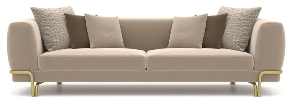 Casa Padrino sofá de lujo marrón claro / latón 300 x 100 x A. 75 cm - Sofá de salón - Sofá de hotel - Muebles de salón - Muebles de hotel - Muebles de lujo - Interiores de lujo Garantierte Lieferung