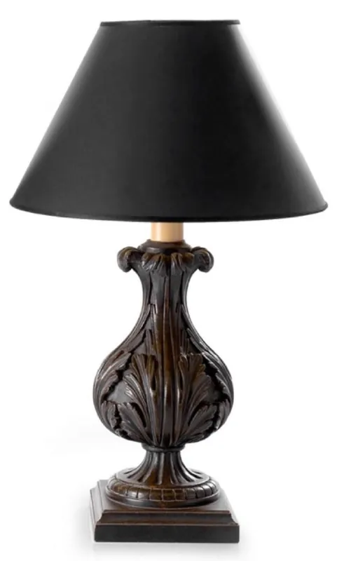 Online Kaufen Casa Padrino lámpara de mesa barroco de lujo marrón oscuro antiguo / negro Ø 19 x A. 48,5 cm - Magnífica lámpara de escritorio de estilo barroco con pantalla - Calidad de lujo - Hecho en Italia