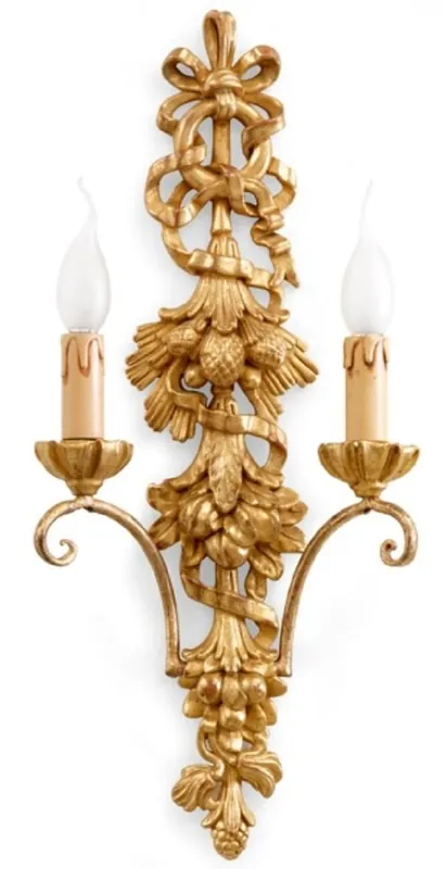 Top-Angebot Casa Padrino lámpara de pared doble barroco de lujo oro antiguo 24 x 8 x A. 55 cm - Magnífica lámpara de pared estilo barroco - Noble y Magnífica - Calidad de Lujo - Hecho en Italia