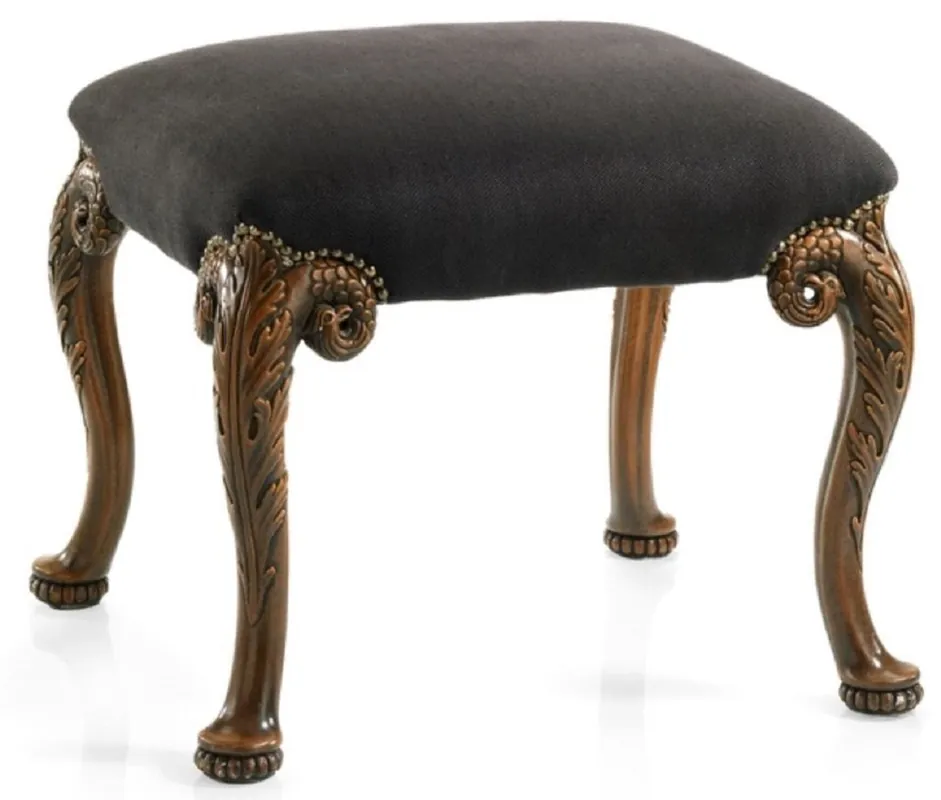 Preisreduziert Casa Padrino taburete barroco de lujo negro / marrón - Taburete de estilo barroco hecho a mano - Taburete de pie barroco - Muebles barrocos - Calidad de lujo - Hecho en Italia
