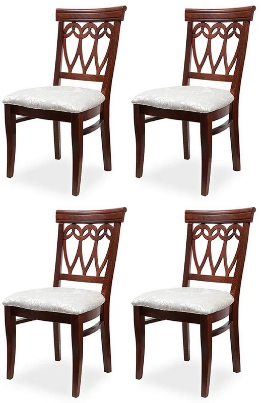 Casa Padrino conjunto de 4 sillas de comedor Biedermeier crema / marrón oscuro 50 x 56 x A. 96 cm - Sillas de cocina de madera maciza - Muebles de Comedor de Madera Maciza Biedermeier Neue Kollektion