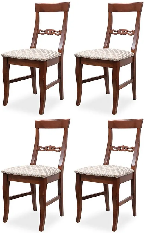 Markenware Casa Padrino conjunto de 4 sillas de comedor Biedermeier bronce / blanco / marrón oscuro 43 x 52 x A. 96 cm - Sillas de cocina de madera maciza - Muebles de Comedor de Madera Maciza Biedermeier