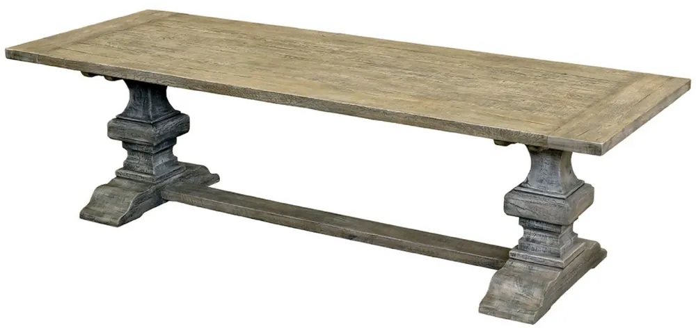 Markenware Casa Padrino Mesa de Comedor de Madera Maciza de Estilo Campestre Gris Rústico - Varios Tamaños - Mesa de Cocina de Madera de Roble - Muebles de Comedor de Madera Maciza de Estilo Campestre