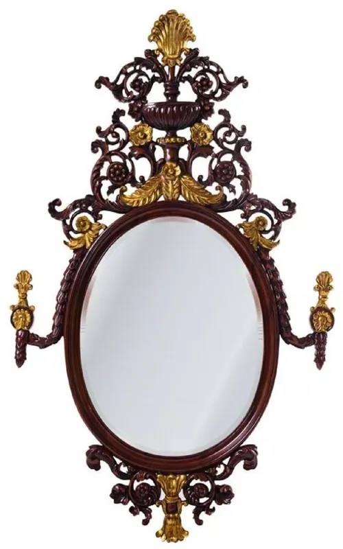 Sofort Bestellen Casa Padrino espejo barroco de lujo marrón oscuro / oro antiguo - Magnífico espejo de pared de caoba de estilo barroco - Muebles de lujo de estilo barroco - Muebles barrocos - Noble y magnífico