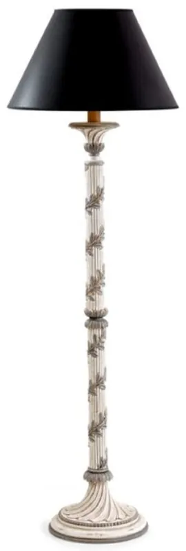 Casa Padrino lámpara de pie barroco de lujo crema blanco antiguo / gris antiguo / negro Ø 34 x A. 145,5 cm - Magnífica lámpara de pie barroco con pantalla - Calidad de lujo - Hecho en Italia Direktkauf