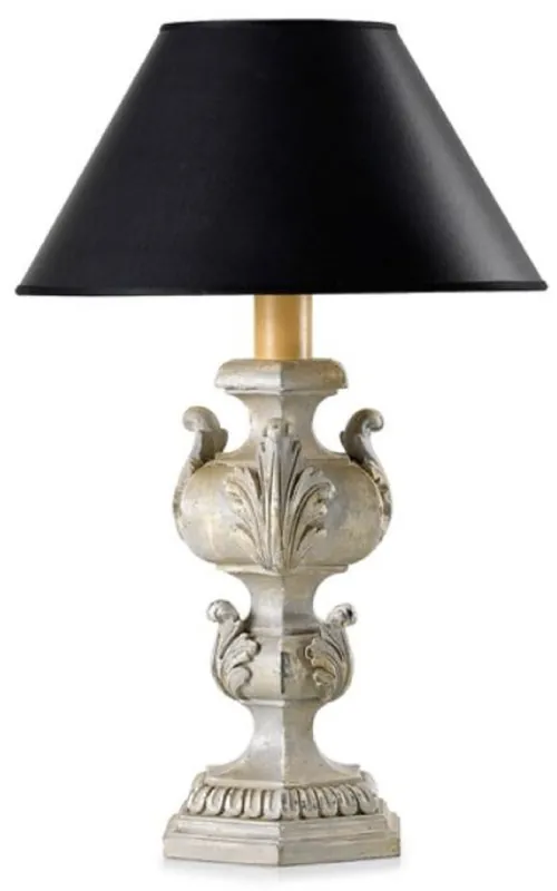Casa Padrino lámpara de mesa barroco de lujo gris antiguo / negro Ø 18 x A. 46,5 cm - Magnífica lámpara de escritorio de estilo barroco con pantalla redonda - Calidad de lujo - Hecho en Italia Jetzt Kaufen