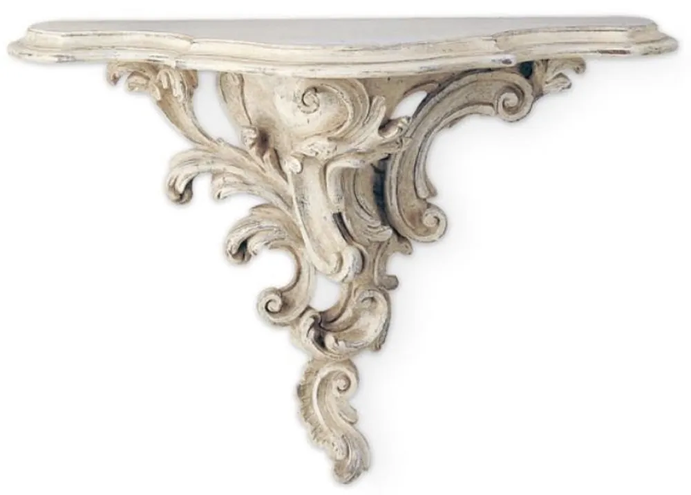 Echt Casa Padrino consola de pared de madera maciza barroco de lujo crema antiguo - Magnífica consola de decoración de pared de estilo barroco - Muebles barrocos - Hecho en Italia