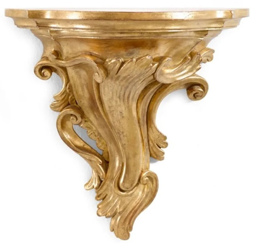 Nur Heute Casa Padrino consola de pared barroco de lujo de madera maciza oro antiguo - Consola de decoración de pared hecha a mano en estilo barroco - Muebles barrocos - Calidad de lujo - Hecho en Italia