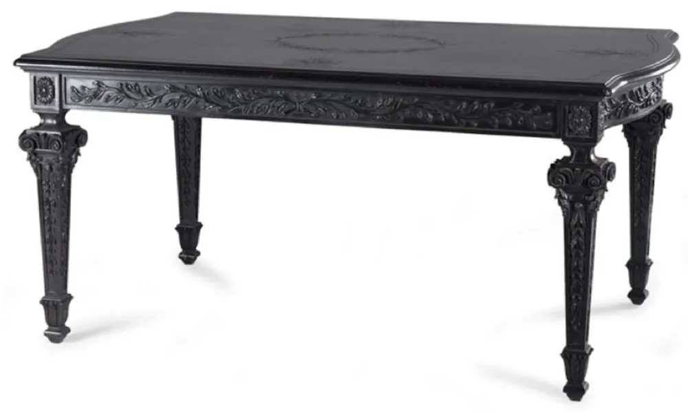 Sonderangebot Casa Padrino mesa de comedor barroco de lujo negro - Mesa de comedor rectangular de madera maciza de estilo barroco - Muebles de comedor barrocos - Calidad de lujo - Hecho en Italia