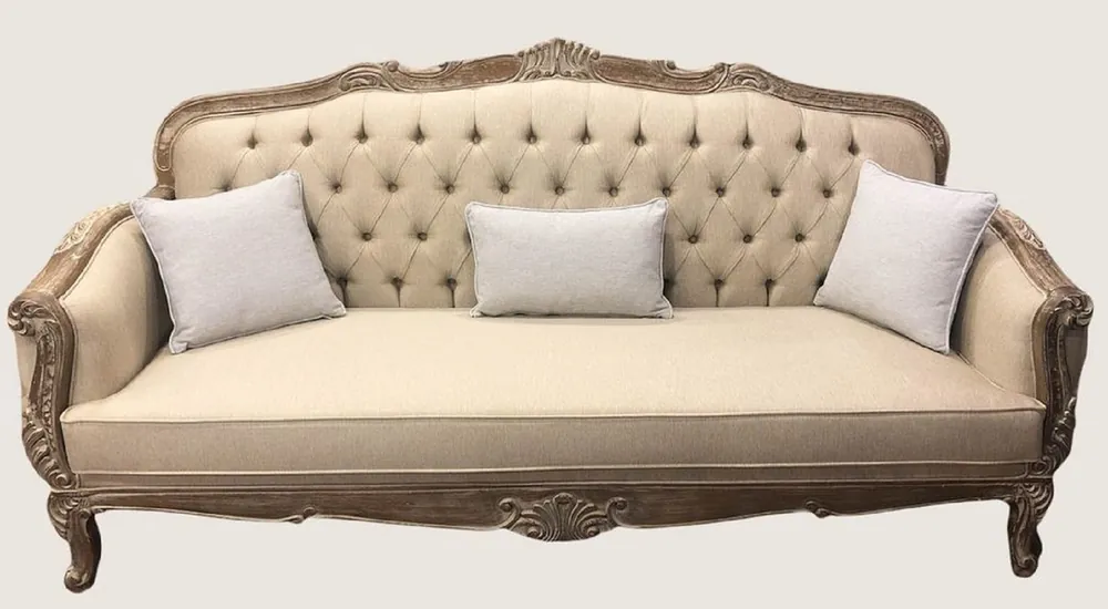 Casa Padrino sofá barroco de lujo beige / marrón - Magnífico sofá de salón - Muebles de salón estilo barroco - Muebles de lujo estilo barroco - Muebles barrocos Preisknaller