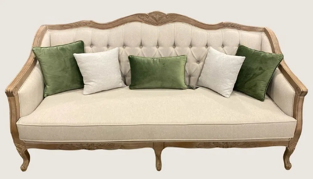 Casa Padrino sofá barroco de lujo crema / natural - Sofá de salón hecho a mano - Muebles de salón de lujo en estilo barroco - Interior barroco - Noble y magnífico Knallerangebot