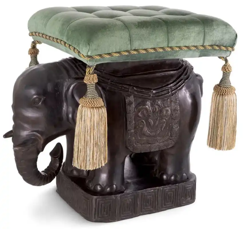 Sonderangebot Casa Padrino taburete de lujo elefante bronce / turquesa / oro 58 x 40 x A. 55 cm - Taburete acolchado de aluminio con tela de terciopelo - Muebles de lujo - Calidad de lujo
