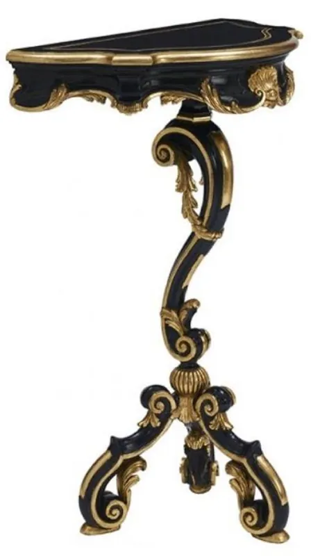 Markenprodukt Casa Padrino consola barroco de lujo de 3 patas negro / oro - Hecho en Italia