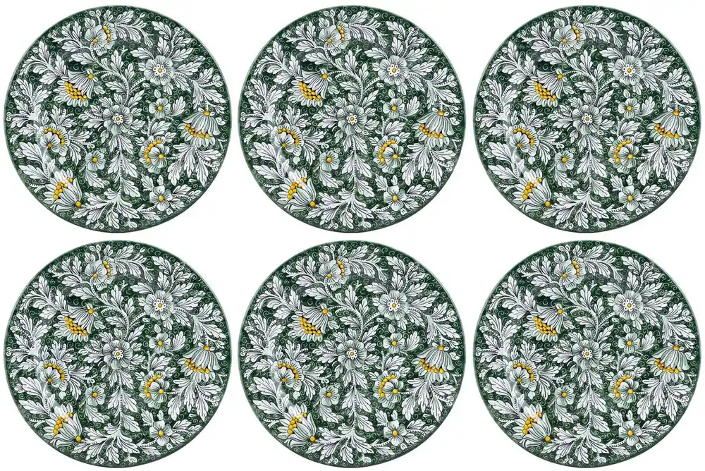 Heißes Angebot Casa Padrino conjunto de 6 platos de cerámica de lujo verde Ø 32 cm - Hecho en Italia