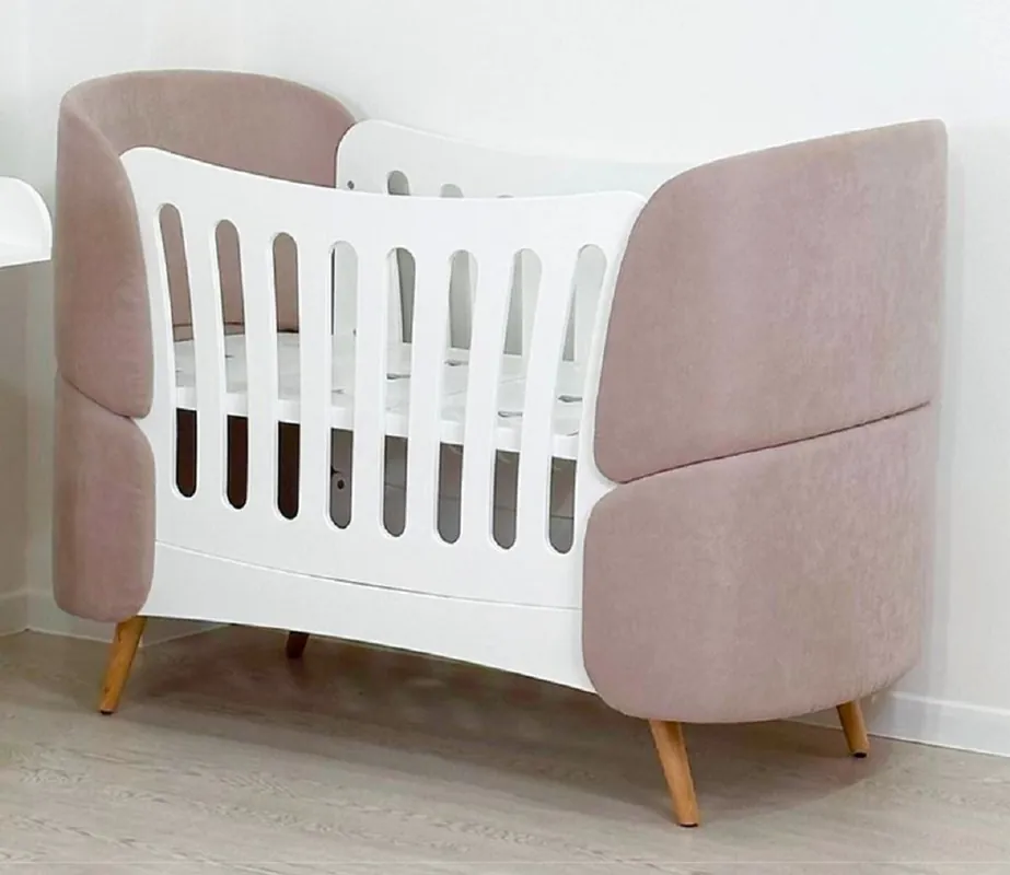 Casa Padrino Cama de Bebé de Lujo Blanco / Gris / Natural 145 cm Sichere Zahlung