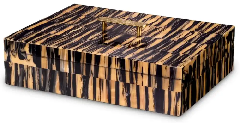 Markenprodukt Casa Padrino Caja de Joya de Lujo Natural / Negro / Latón 41 cm