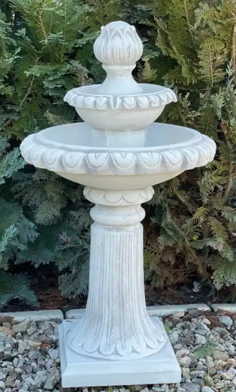 Casa Padrino Fuente Barroco Blanco / Gris Ø 51 x A. 91 cm Echt