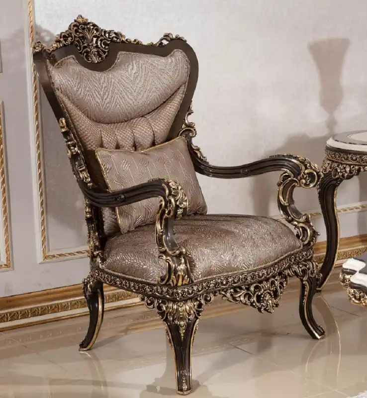 Casa Padrino sillón barroco de lujo de madera maciza gris / marrón oscuro / oro Heißes Angebot